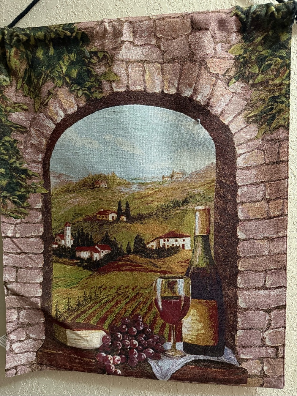 Homco Vineyard Wall Hanging - Burgundy, Green, Brown